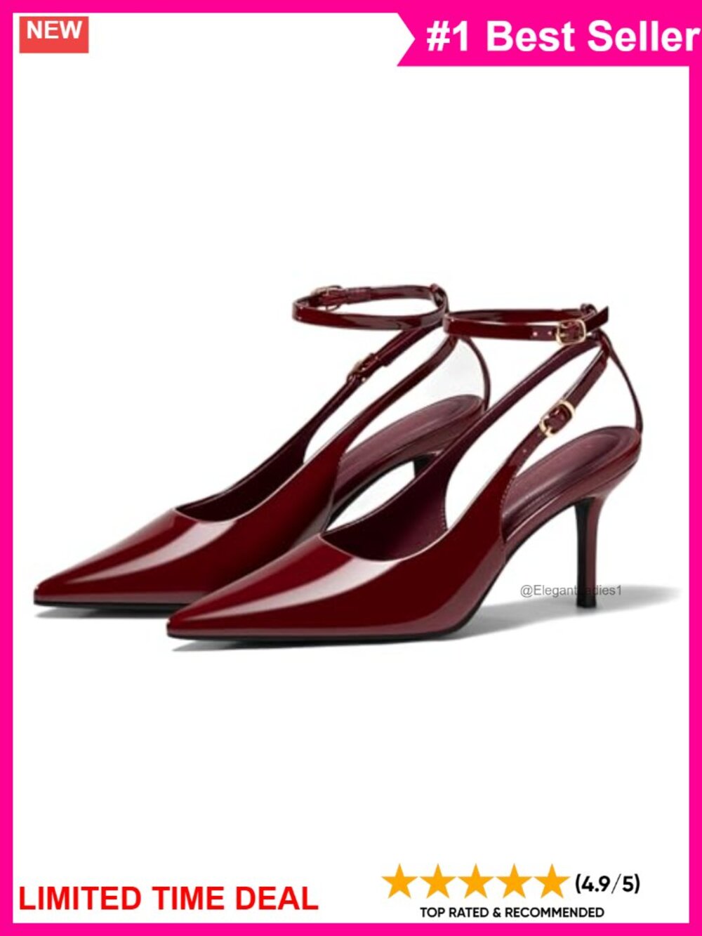 Slingback Kitten Heels Closed Pointed Toe Ankle Strap Work Dress Pumps